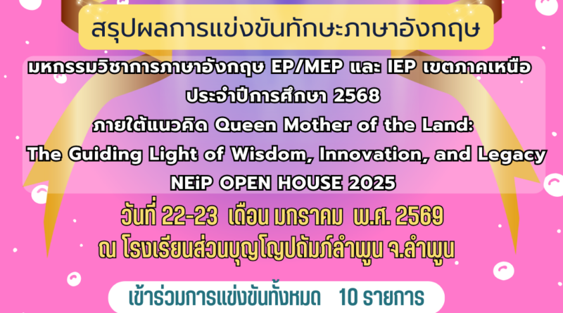 ผลการแข่งขัน มหกรรมวิชาการภาษาอังกฤษ EP/MEP และ IEP เขตภาคเหนือ ประจำปีการศึกษา 2568